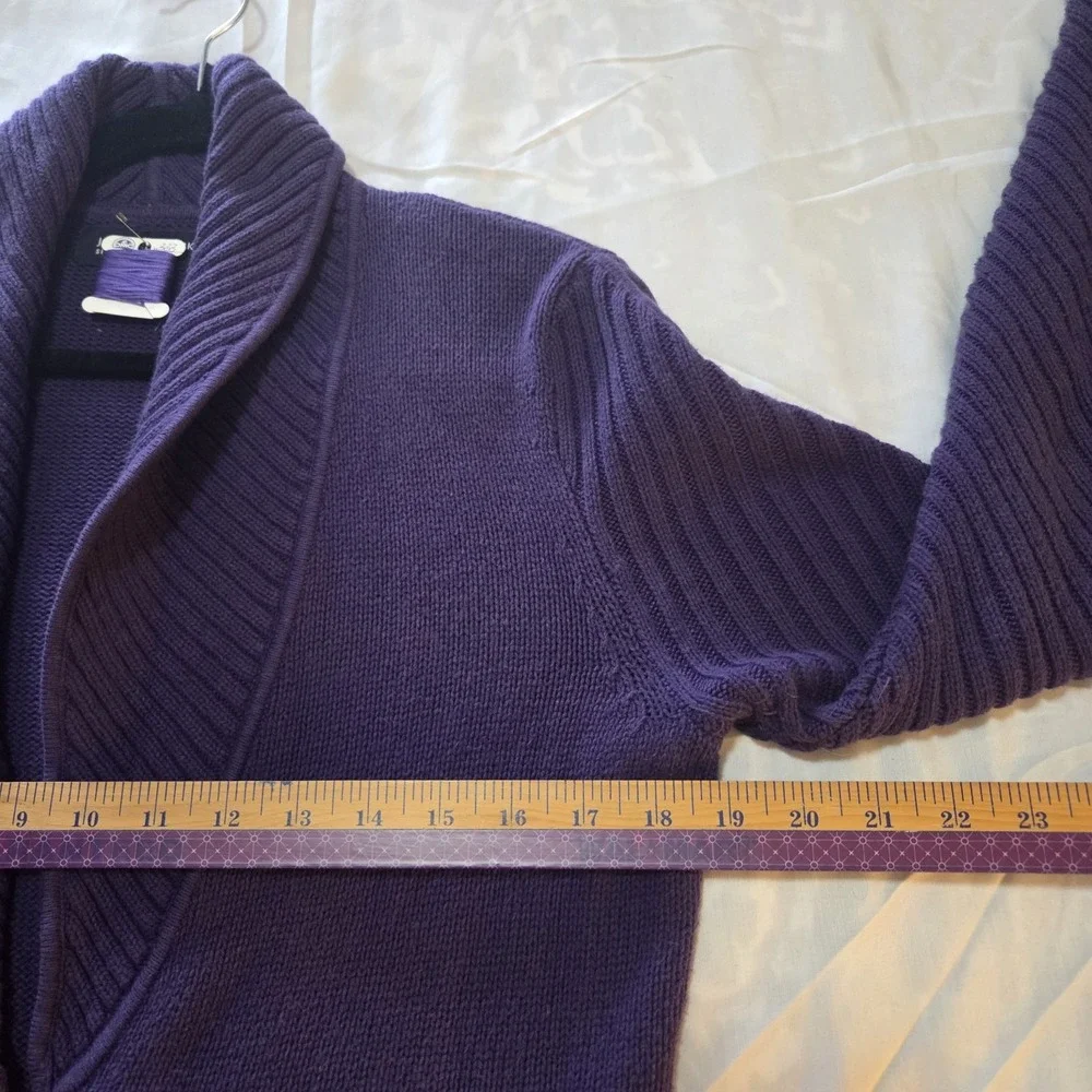 Mindfully Mended S Purple Ribbed Cardigan Sweater Toggle Y2K Style Jones NY